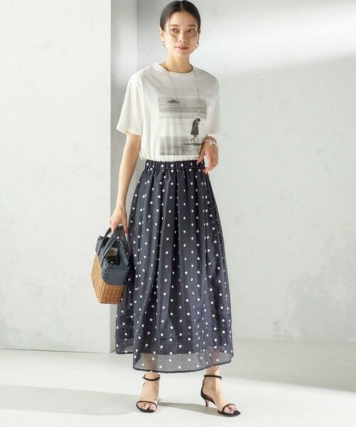 SHIPS / シップス ロング・マキシ丈スカート | 〈手洗い可能〉ドット 刺繍 ギャザー スカート | 詳細2