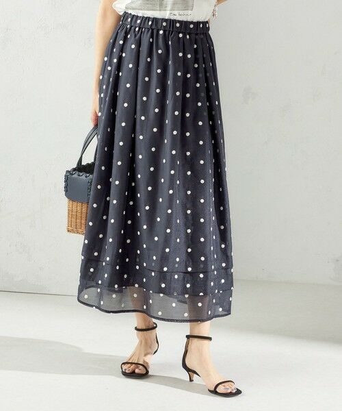 SHIPS / シップス ロング・マキシ丈スカート | 〈手洗い可能〉ドット 刺繍 ギャザー スカート | 詳細7