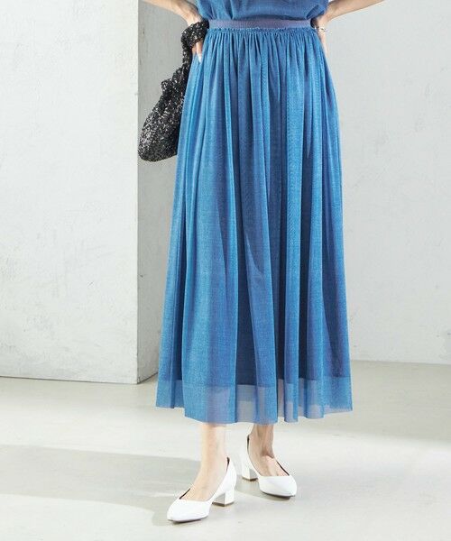 SHIPS / シップス ロング・マキシ丈スカート | troisiemeCHACO:〈手洗い可能〉デニム プリント チュール スカート | 詳細10