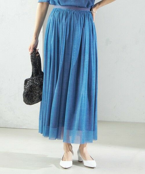 SHIPS / シップス ロング・マキシ丈スカート | troisiemeCHACO:〈手洗い可能〉デニム プリント チュール スカート | 詳細11