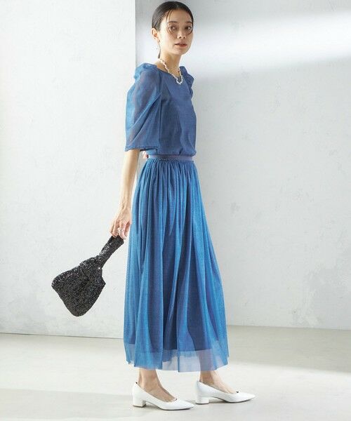 SHIPS / シップス ロング・マキシ丈スカート | troisiemeCHACO:〈手洗い可能〉デニム プリント チュール スカート | 詳細4