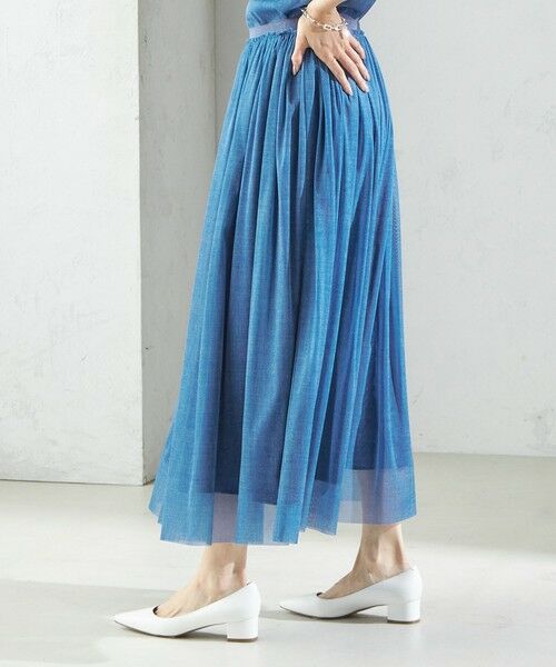 SHIPS / シップス ロング・マキシ丈スカート | troisiemeCHACO:〈手洗い可能〉デニム プリント チュール スカート | 詳細8