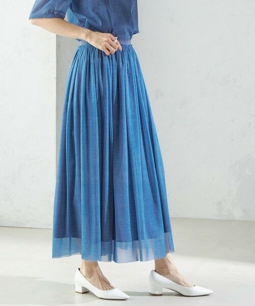 SHIPS for women/シップスウィメン 《予約》troisiemeCHACO:〈手洗い可能〉デニム プリント チュール スカート ブルー ONE SIZE SHIPS for women/シップスウィメン 《予約》troisiemeCHACO:〈手洗い可能〉デニム プリント チュール スカート ブルー ONE SIZE