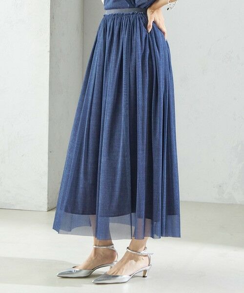 SHIPS / シップス ロング・マキシ丈スカート | troisiemeCHACO:〈手洗い可能〉デニム プリント チュール スカート | 詳細20