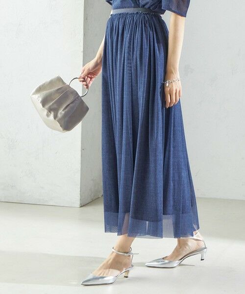 SHIPS / シップス ロング・マキシ丈スカート | troisiemeCHACO:〈手洗い可能〉デニム プリント チュール スカート | 詳細21