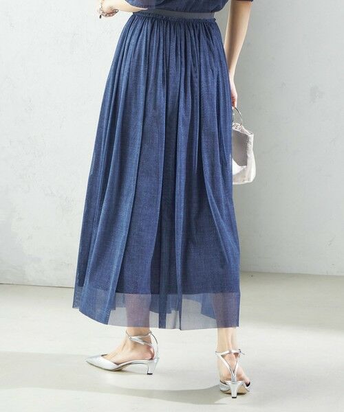 SHIPS / シップス ロング・マキシ丈スカート | troisiemeCHACO:〈手洗い可能〉デニム プリント チュール スカート | 詳細22