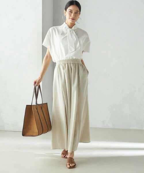 SHIPS / シップス ロング・マキシ丈スカート | 小泉里子コラボ:〈手洗い可能〉スラブ 綿麻混 スカート | 詳細1