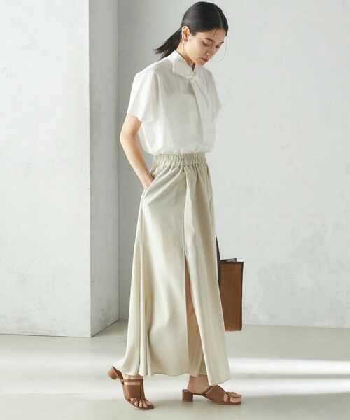 SHIPS / シップス ロング・マキシ丈スカート | 小泉里子コラボ:〈手洗い可能〉スラブ 綿麻混 スカート | 詳細4