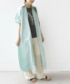 SHIPS / シップス ロング・マキシ丈ワンピース | 〈洗濯機可能〉ワンポイント 刺繍 シャツ ワンピース