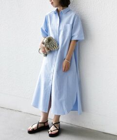 SHIPS / シップス ロング・マキシ丈ワンピース | 〈洗濯機可能〉ワンポイント 刺繍 シャツ ワンピース