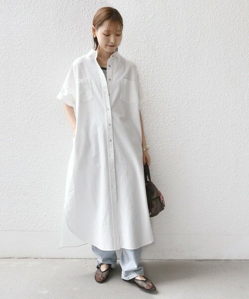 SHIPS / シップス ロング・マキシ丈ワンピース | 〈洗濯機可能〉ワンポイント 刺繍 シャツ ワンピース | 詳細1