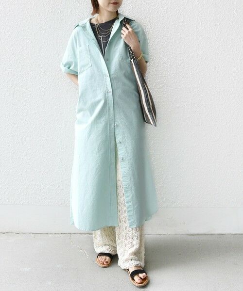 SHIPS / シップス ロング・マキシ丈ワンピース | 〈洗濯機可能〉ワンポイント 刺繍 シャツ ワンピース | 詳細12