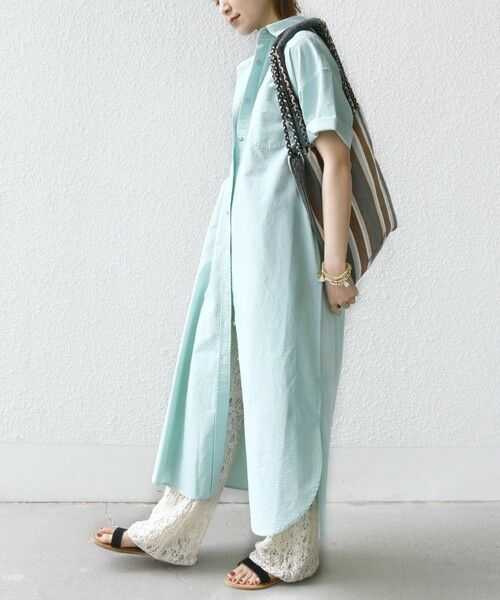 SHIPS / シップス ロング・マキシ丈ワンピース | 〈洗濯機可能〉ワンポイント 刺繍 シャツ ワンピース | 詳細13