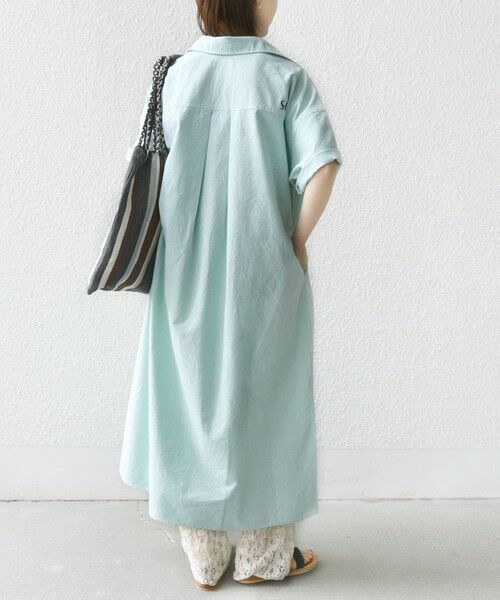 SHIPS / シップス ロング・マキシ丈ワンピース | 〈洗濯機可能〉ワンポイント 刺繍 シャツ ワンピース | 詳細14