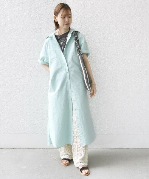 SHIPS / シップス ロング・マキシ丈ワンピース | 〈洗濯機可能〉ワンポイント 刺繍 シャツ ワンピース | 詳細11