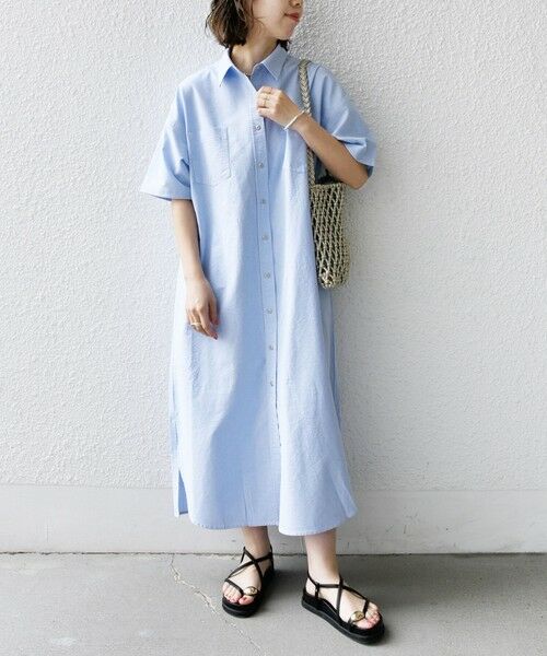 SHIPS / シップス ロング・マキシ丈ワンピース | 〈洗濯機可能〉ワンポイント 刺繍 シャツ ワンピース | 詳細27
