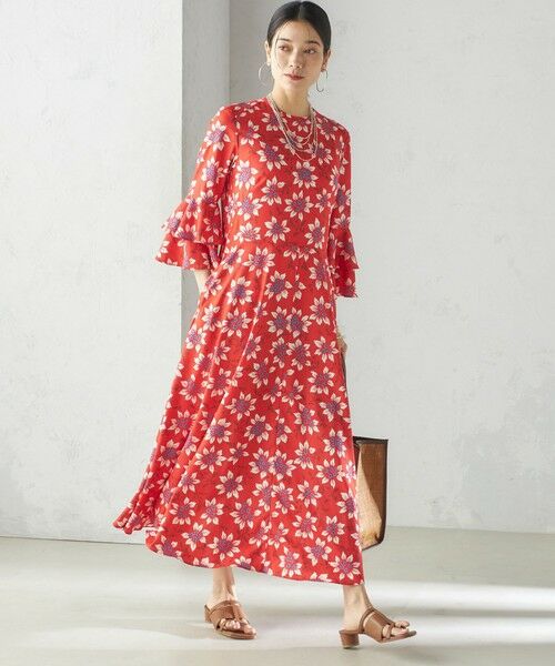 ニコルミラー フラワープリント ノースリーブ ロングワンピース w closet（ダブルクローゼット）の「シフォンフラワープリント