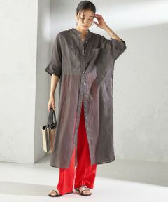 SHIPS / シップス ロング・マキシ丈ワンピース | 〈手洗い可能〉ラミー 4 スタンドカラー シャツ ワンピース