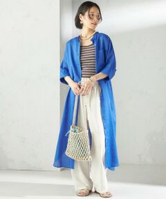 SHIPS / シップス ロング・マキシ丈ワンピース | 〈手洗い可能〉ラミー 4 スタンドカラー シャツ ワンピース