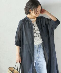 SHIPS / シップス ロング・マキシ丈ワンピース | 〈手洗い可能〉ラミー 4 スタンドカラー シャツ ワンピース