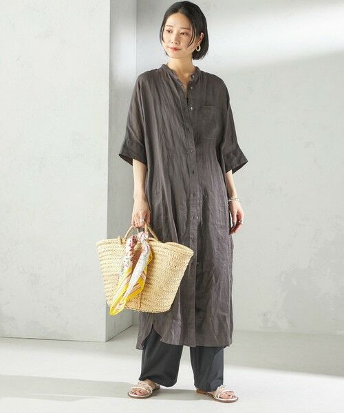 SHIPS / シップス ロング・マキシ丈ワンピース | 〈手洗い可能〉ラミー 4 スタンドカラー シャツ ワンピース | 詳細1