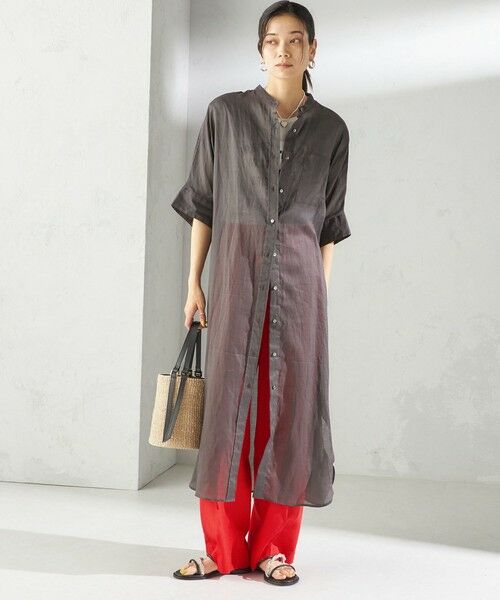 SHIPS / シップス ロング・マキシ丈ワンピース | 〈手洗い可能〉ラミー 4 スタンドカラー シャツ ワンピース | 詳細16