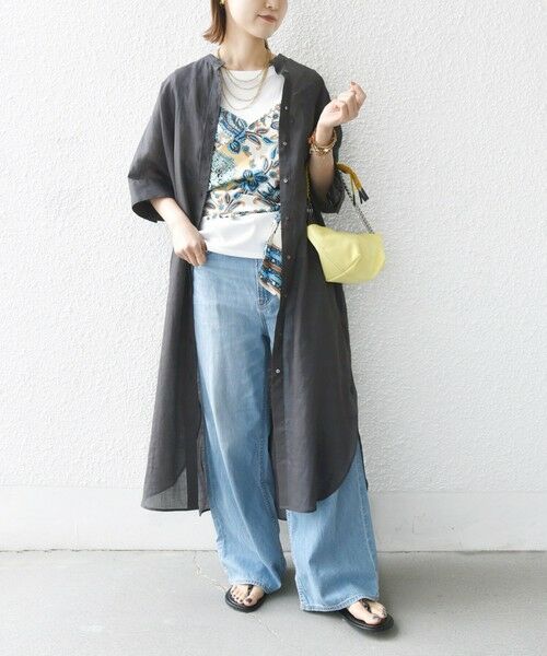 SHIPS / シップス ロング・マキシ丈ワンピース | 〈手洗い可能〉ラミー 4 スタンドカラー シャツ ワンピース | 詳細18