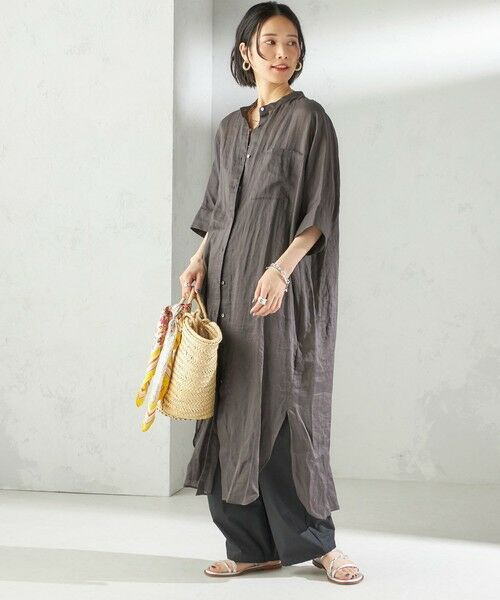 SHIPS / シップス ロング・マキシ丈ワンピース | 〈手洗い可能〉ラミー 4 スタンドカラー シャツ ワンピース | 詳細2