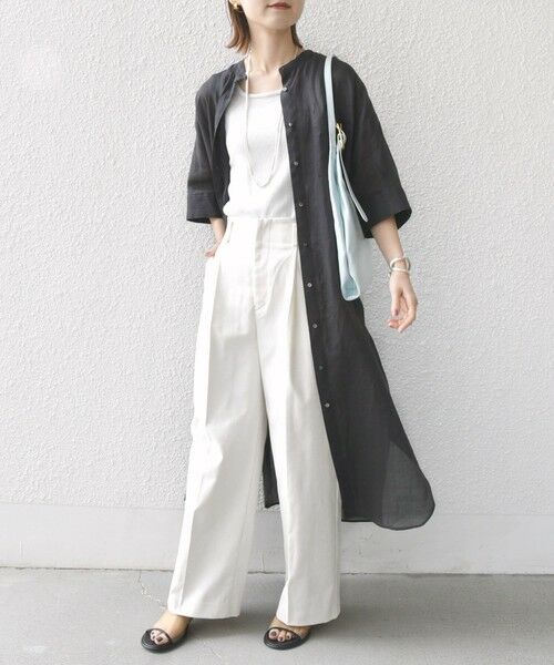 SHIPS / シップス ロング・マキシ丈ワンピース | 〈手洗い可能〉ラミー 4 スタンドカラー シャツ ワンピース | 詳細23