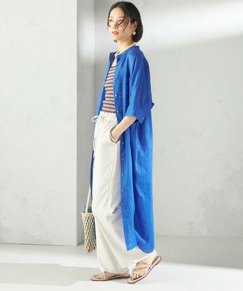 SHIPS / シップス ロング・マキシ丈ワンピース | 〈手洗い可能〉ラミー 4 スタンドカラー シャツ ワンピース | 詳細29