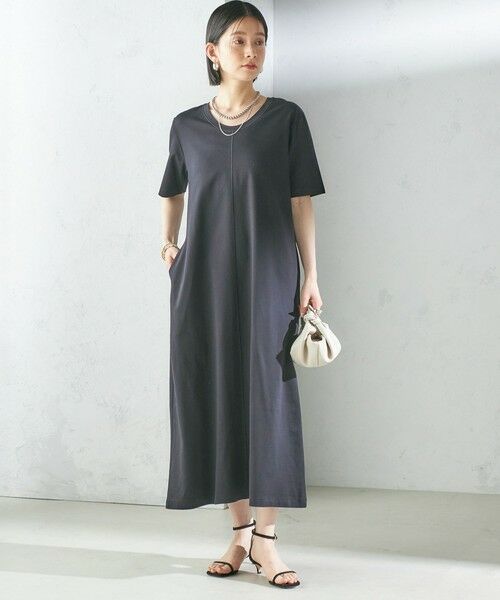 SHIPS / シップス ロング・マキシ丈ワンピース | 〈手洗い可能〉スーピマ ポンチ 2WAY ベーシック ジャージ ワンピース | 詳細1