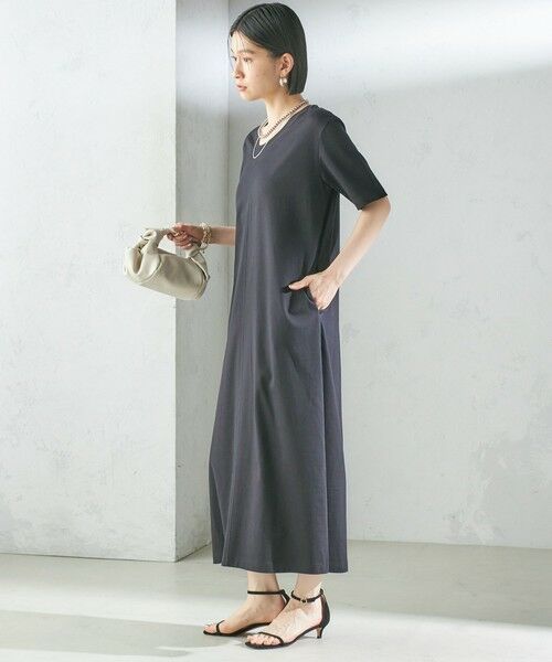 SHIPS / シップス ロング・マキシ丈ワンピース | 〈手洗い可能〉スーピマ ポンチ 2WAY ベーシック ジャージ ワンピース | 詳細3