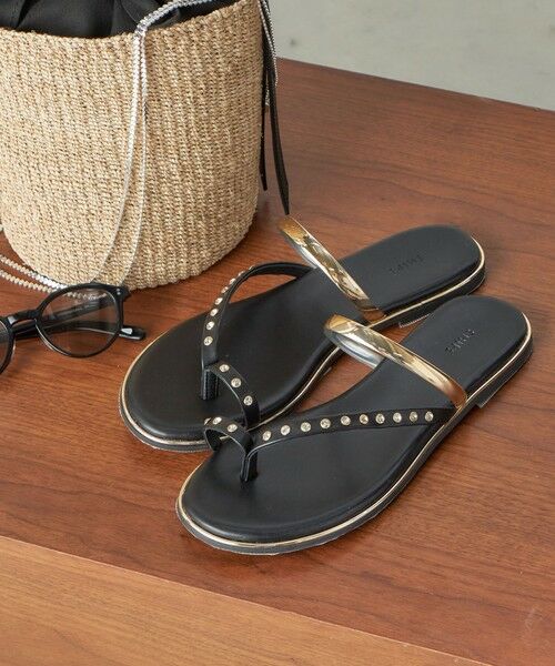 SHIPS for women/シップスウィメン 《予約》ビジュー フラット サンダル ブラック 24 SHIPS for women/シップスウィメン 《予約》ビジュー フラット サンダル ブラック 24