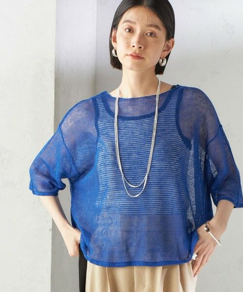 SHIPS for women/シップスウィメン 《予約》〈手洗い可能〉イタリアン シアー リネン プルオーバー ブルー ONE SIZE SHIPS for women/シップスウィメン 《予約》〈手洗い可能〉イタリアン シアー リネン プルオーバー ブルー ONE SIZE