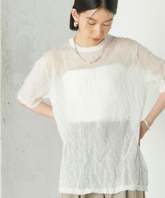 SHIPS / シップス ニット・セーター | Wai＋:〈手洗い可能〉クリンクル シアー ショート スリーブ プルオーバー