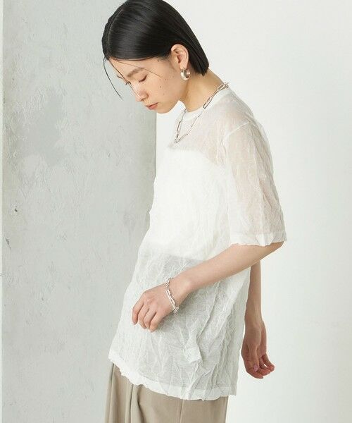 SHIPS / シップス ニット・セーター | Wai＋:〈手洗い可能〉クリンクル シアー ショート スリーブ プルオーバー | 詳細8