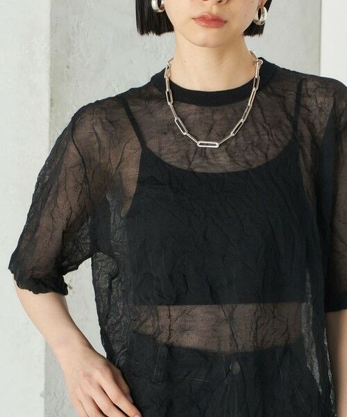 SHIPS / シップス ニット・セーター | Wai＋:〈手洗い可能〉クリンクル シアー ショート スリーブ プルオーバー | 詳細28