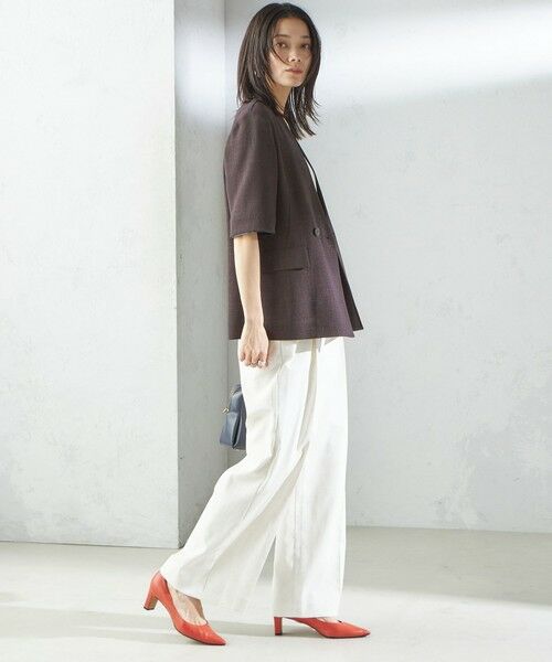 SHIPS / シップス ノーカラージャケット | 〈手洗い可能〉カラミ ノーラペル 半袖 ジャケット | 詳細19