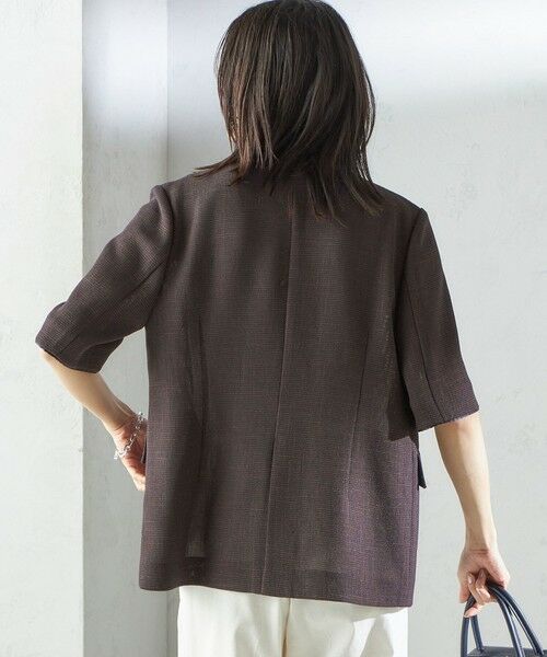 セール】 〈手洗い可能〉カラミ ノーラペル 半袖 ジャケット