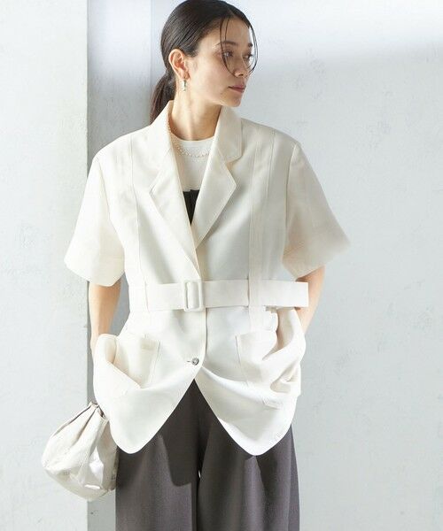 SHIPS / シップス テーラードジャケット | 【SHIPS別注】APUPIL:〈洗濯機可能〉シアー 半袖 ジャケット | 詳細10