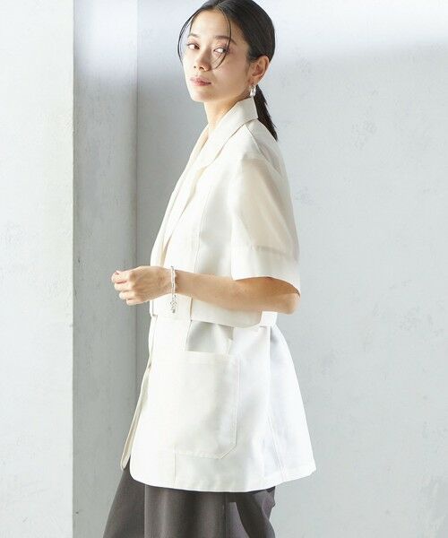 SHIPS / シップス テーラードジャケット | 【SHIPS別注】APUPIL:〈洗濯機可能〉シアー 半袖 ジャケット | 詳細8