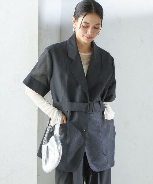 SHIPS / シップス テーラードジャケット | 【SHIPS別注】APUPIL:〈洗濯機可能〉シアー 半袖 ジャケット | 詳細25