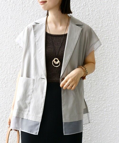 SHIPS / シップス ベスト | 【WEB限定】〈手洗い可能〉シアー コンビ テーラード ベスト | 詳細14