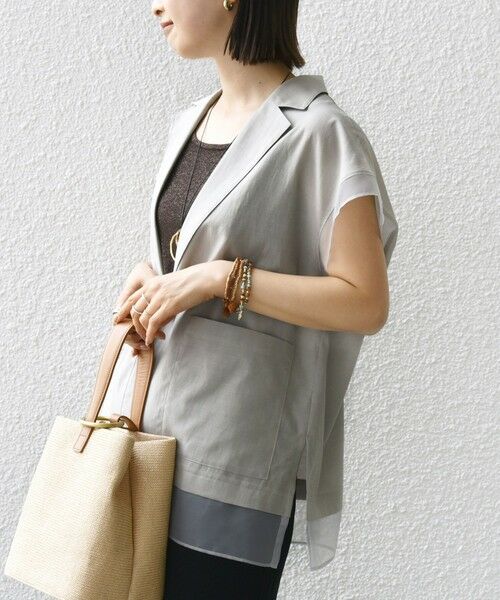 SHIPS / シップス ベスト | 【WEB限定】〈手洗い可能〉シアー コンビ テーラード ベスト | 詳細15