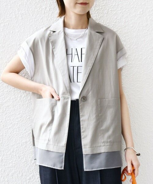 SHIPS / シップス ベスト | 【WEB限定】〈手洗い可能〉シアー コンビ テーラード ベスト | 詳細5