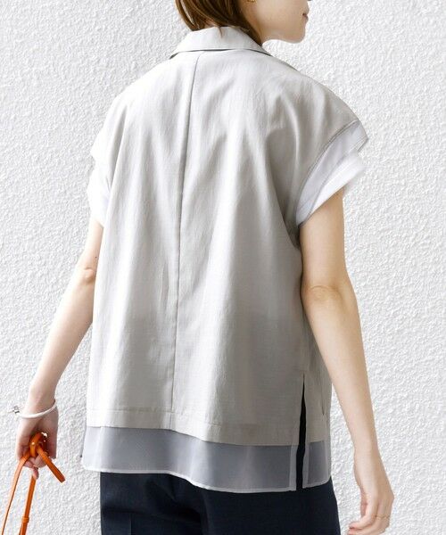 SHIPS for women / シップスウィメン 【WEB限定】〈手洗い可能〉シアー コンビ テーラード ベスト セール】 【WEB限定】〈手洗い可能〉シアー コンビ テーラード