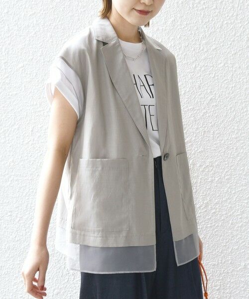 SHIPS / シップス ベスト | 【WEB限定】〈手洗い可能〉シアー コンビ テーラード ベスト | 詳細8
