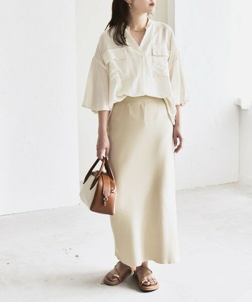 SHIPS / シップス シャツ・ブラウス | quaranciel:〈手洗い可能〉フレア ハーフスリーブ バンドカラー スキッパー シャツ | 詳細1