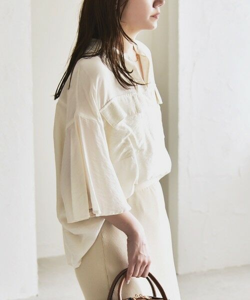 SHIPS / シップス シャツ・ブラウス | quaranciel:〈手洗い可能〉フレア ハーフスリーブ バンドカラー スキッパー シャツ | 詳細5