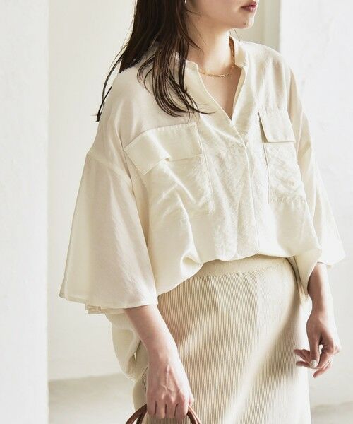 SHIPS / シップス シャツ・ブラウス | quaranciel:〈手洗い可能〉フレア ハーフスリーブ バンドカラー スキッパー シャツ | 詳細6